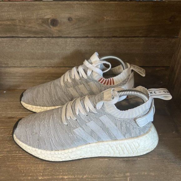 Womens Adidas NMD PK Primeknit R2 Gray Athletic Shoes Sneakers Size 7.5 M GUC - Picture 2 of 6